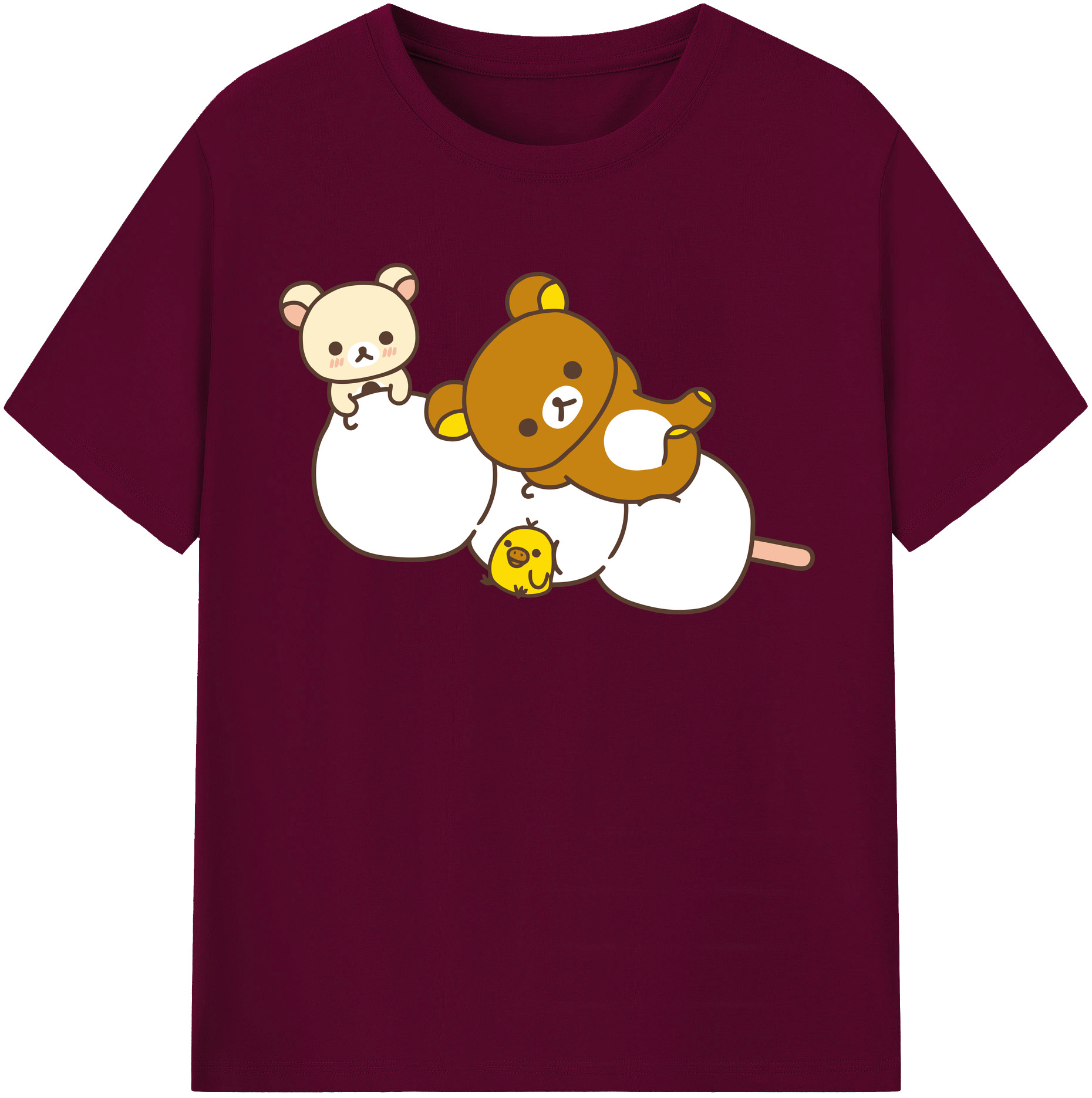 （画像用） リラックマ リラックマ キイロイトリ Rilakkuma Korilakkuma Kiiroitori レディースカジュアルプリントTシャツ（綿100％）